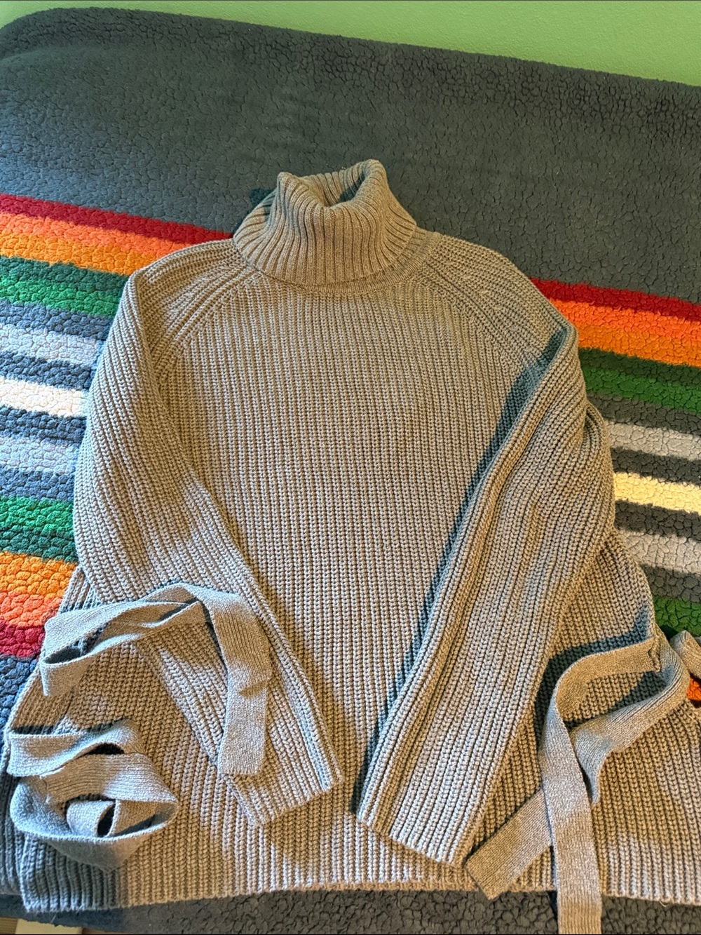 UGG Taupe Ribbed Turtleneck Sweater Gray
